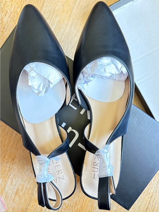 Naturalizer Shoes - Naturalizer Black Leather Low Block Heel Slingback